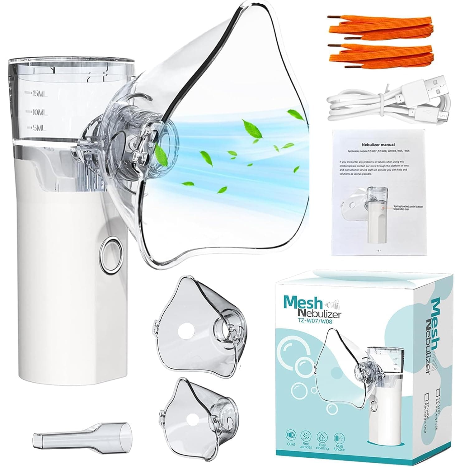 Nebulizador Portatil,Adultos y Niños Nebulizador Portatil Recargable,3 Máscaras,Inhalador Eléctrico